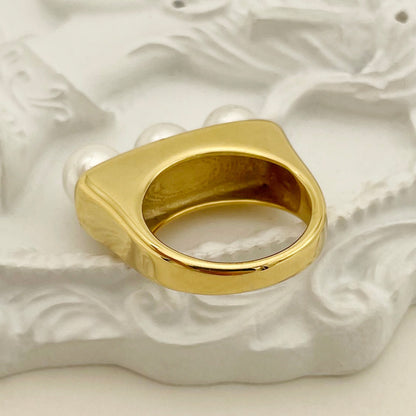 New French retro high-end design light luxury stainless steel ring for women