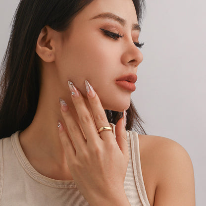 Baroque Round Irregular Curved Ring Ring Smooth Plain Ring Female Ring